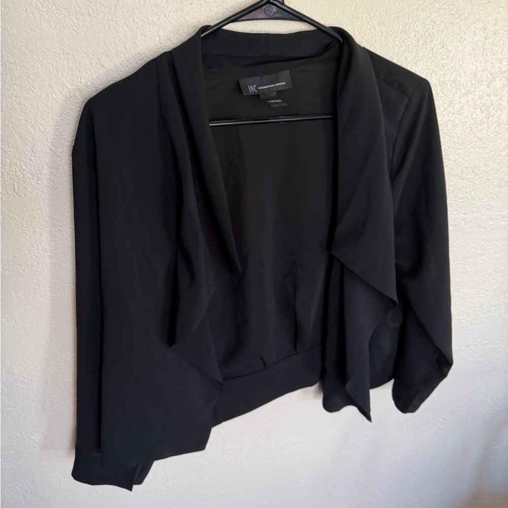 INC International Concepts Black Open Front Sheer Jacket